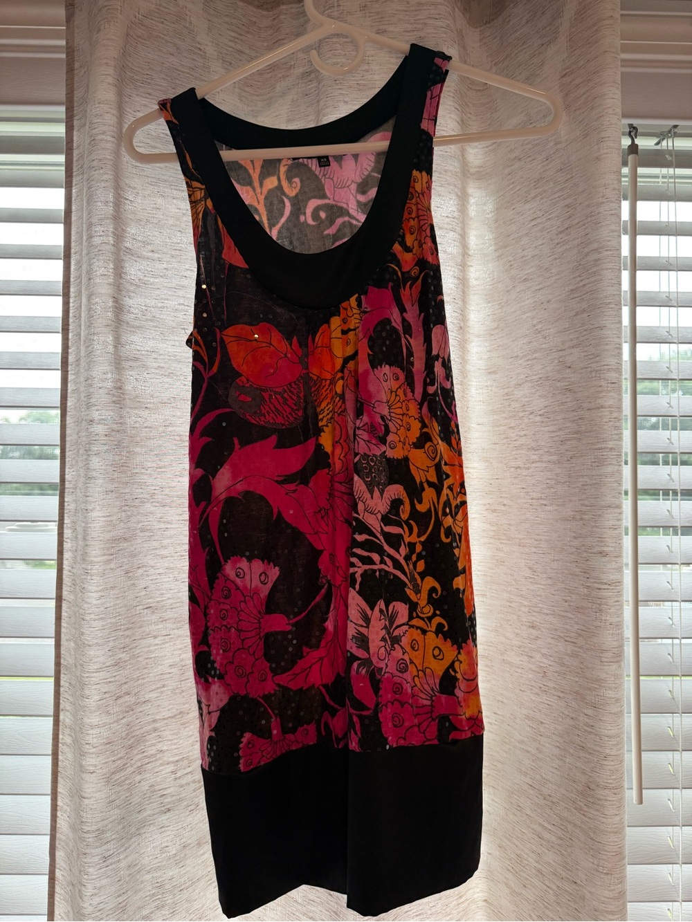 Vibrant Floral Print Tank Dress - Pink & Orange